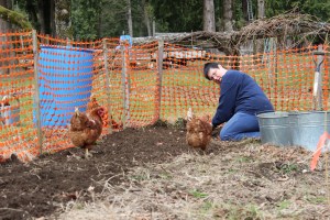 Cari gets help in the garden